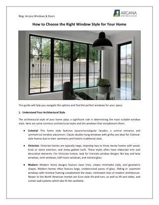 How to Choose the Right Window Style for Your Home | Arcana Windows & Doors