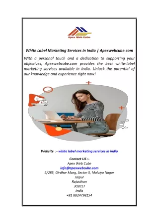 White Label Marketing Services In India  Apexwebcube.com