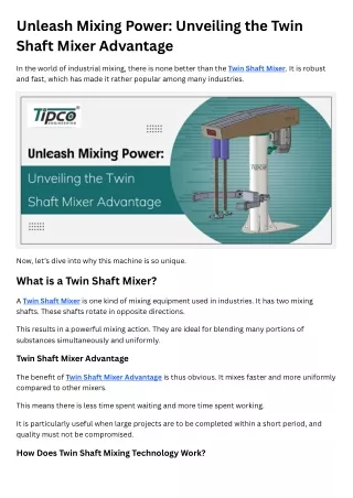 Unleash Mixing Power Unveiling the Twin Shaft Mixer Advantage