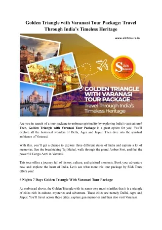 Discover the Wonders of the Golden Triangle with Varanasi Tour Package