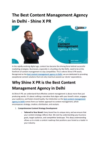 Best Content Management Agency in Delhi - Shine X PR