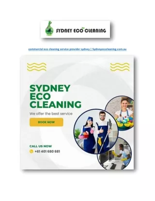 commercial eco cleaning service provider sydney | Sydneyecocleaning.com.au