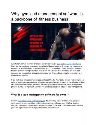 Why gym lead management software is a backbone of  fitness business