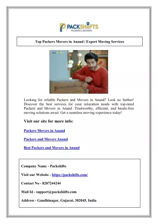 Top Packers Movers in Anand | Expert Moving Services