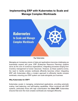 Implementing ERP with Kubernetes to Scale and Manage Complex Workloads