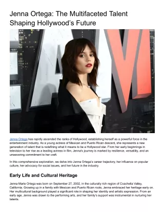 Jenna Ortega: The Rising Latina Star Redefining Hollywood