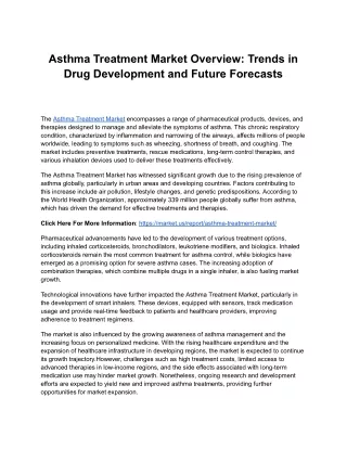 Asthma Treatment Market Overview Trends in Drug Development and Future Forecasts