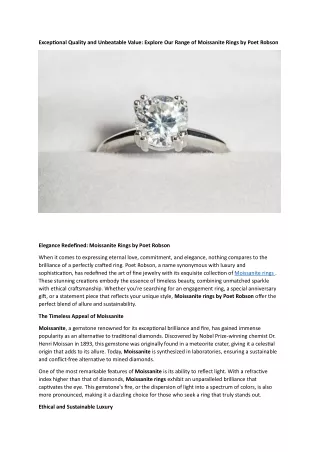 Handcrafted Moissanite Rings: The Ideal Choice for a Sparkling
