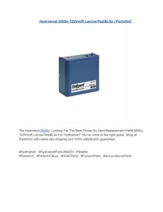 Hydrolevel 550Sv-120Vm_R Lwcow_Test&Lite _ PartsHnC