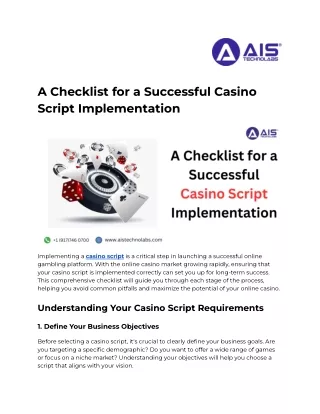 A Checklist for a Successful Casino Script Implementation