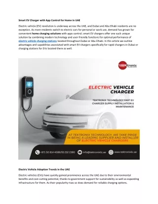 Smart EV Charger with App Control for Home in UAE
