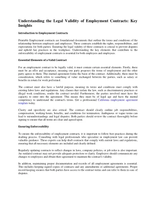 Understanding the Legal Validity of Employment Contracts Key Insights