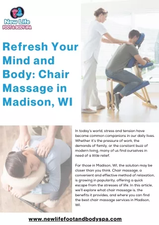 Refresh Your Mind and Body Chair Massage in Madison, WI