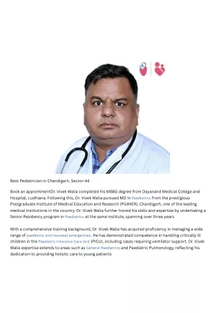 Best Pediatrician in Chandigarh, Sector-44