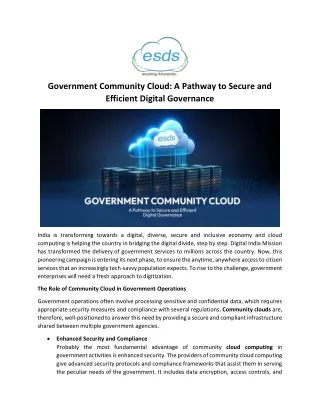 Government Community Cloud A Pathway to Secure and Efficient Digital Governance