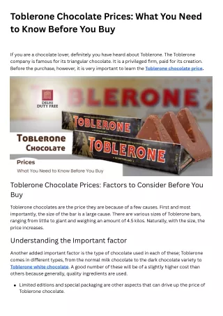 Toblerone Chocolate Prices: What You Need to Know Before You Buy