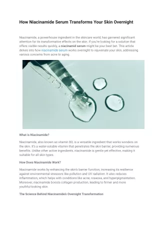 How Niacinamide Serum Transforms Your Skin Overnight