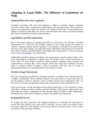 Adapting to Legal Shifts The Influence of Legislation on Wills