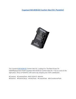 Copeland 943-0038-02 Comfort Alert Kit _ PartsHnC