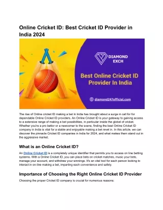 Online Cricket ID_ Best Cricket ID Provider in India 2024