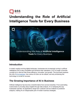 Understanding the Role of Artificial Intelligence Tools for Every Business