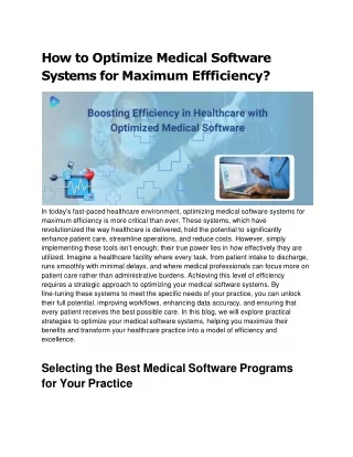 Essential Tips for Improving Medical Software System Efficiency