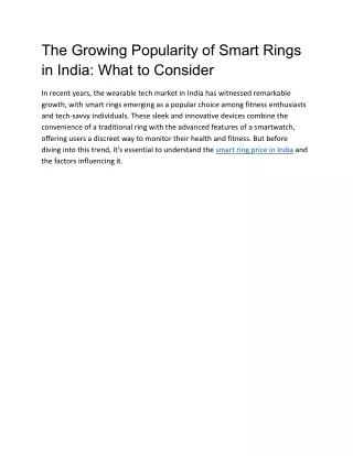 The Growing Popularity of Smart Rings in India What to Consider