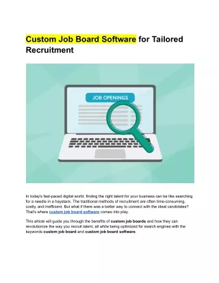 Custom Job Board Software for Tailored Recruitment