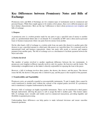 Key Differences between Promissory Notes and Bills of Exchange