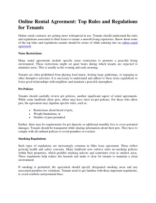 Online Rental Agreement Top Rules and Regulations for Tenants