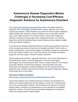 Autoimmune Disease Diagnostics Market: The Future of Diagnostic Devices and Thei
