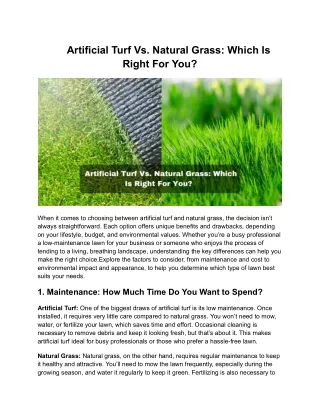 Artificial Turf vs. Natural Grass_ Which is Right for You_