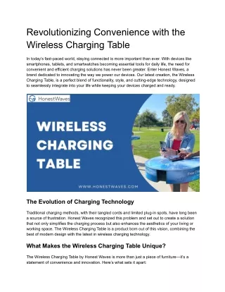 Wireless Charging Table