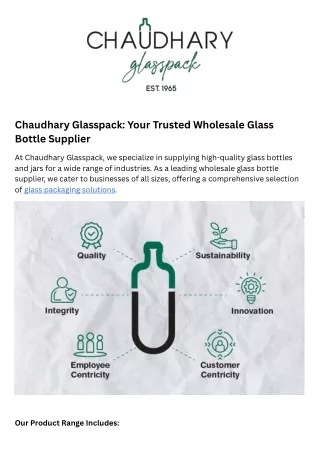 Chaudhary Glasspack Your Trusted Wholesale Glass Bottle Supplier