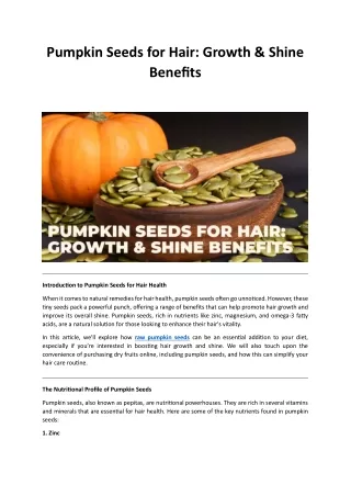 Pumpkin Seeds for Hair: Growth & Shine Benefits