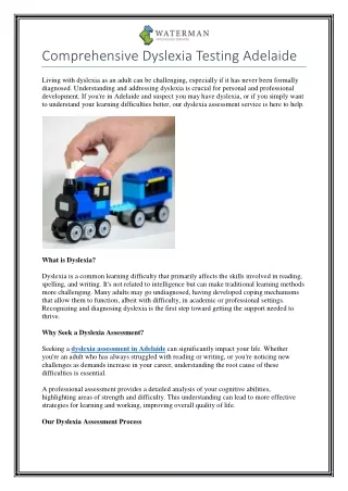 Comprehensive Dyslexia Testing Adelaide