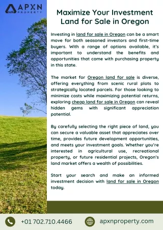 Maximize Your Investment Land for Sale in Oregon