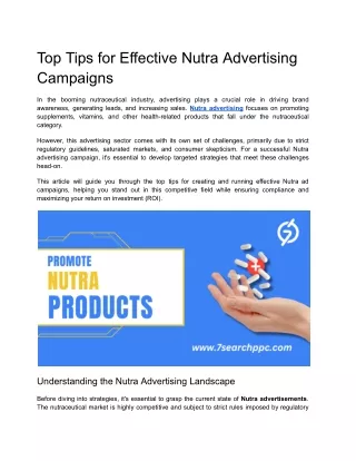 Top Tips for Effective Nutra Advertising Campaigns