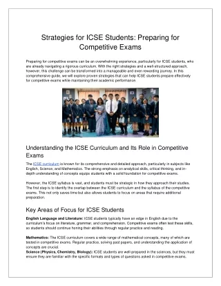 Strategies for ICSE Students - Preparing for Competitive Exams