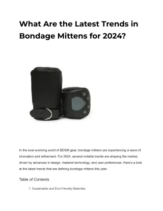 What Are the Latest Trends in Bondage Mittens for 2024