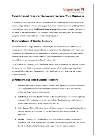 Cloud-Based Disaster Recovery - Secure Your Business