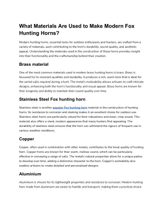 Why Is the Fox Hunting Horn an Important Tradition in Hunting