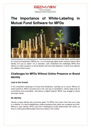 The Importance of White-Labeling in Mutual Fund Software for MFDs