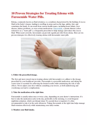 10 Proven Strategies for Treating Edema with Furosemide Water Pills.