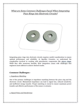 What are Some Common Challenges Faced When Integrating Piezo Rings into Electronic Circuits