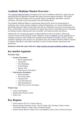 Aesthetic Medicine Market: Exploring the Role of Dermal Fillers and Injectables