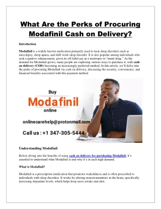 What Are the Perks of Procuring Modafinil Cash on Delivery