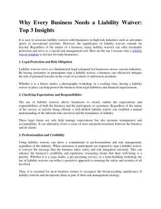 Why Every Business Needs a Liability Waiver: Top 3 Insights