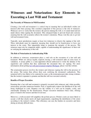 Witnesses and Notarization: Key Elements in Executing a Last Will and Testament