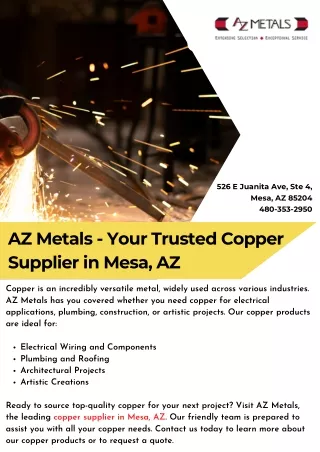AZ Metals - Your Trusted Copper Supplier in Mesa, AZ